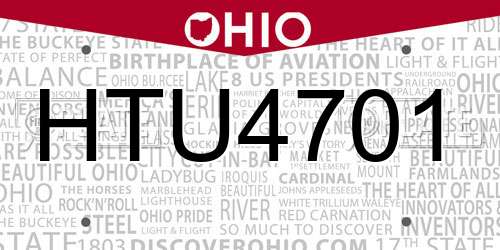 HTU4701 Ohio License Plate