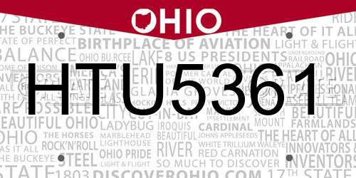 HTU5361 Ohio License Plate