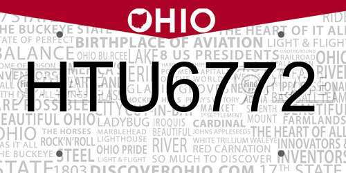 HTU6772 Ohio License Plate