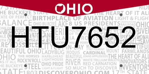 HTU7652 Ohio License Plate