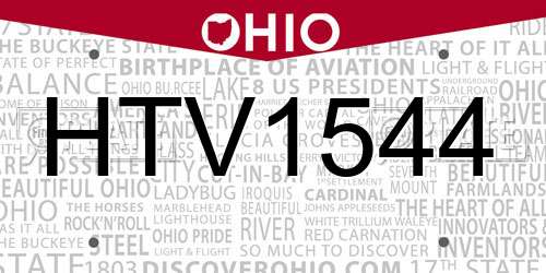HTV1544 Ohio License Plate