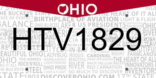 HTV1829 Ohio License Plate
