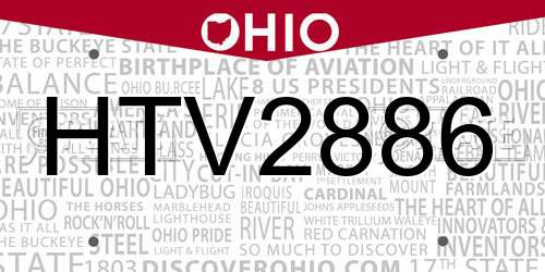 HTV2886 Ohio License Plate