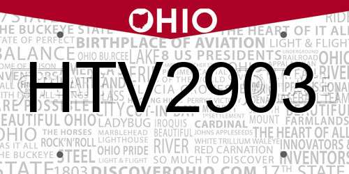 HTV2903 Ohio License Plate