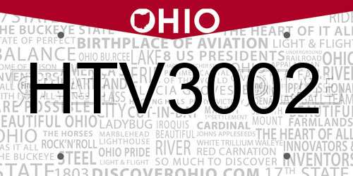 HTV3002 Ohio License Plate