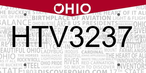 HTV3237 Ohio License Plate