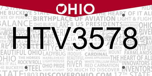 HTV3578 Ohio License Plate