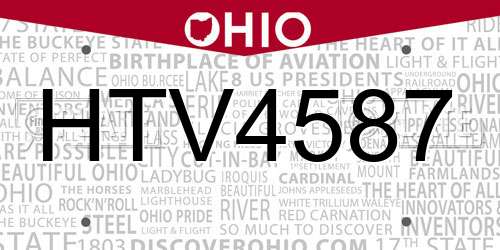 HTV4587 Ohio License Plate