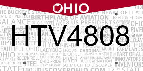 HTV4808 Ohio License Plate