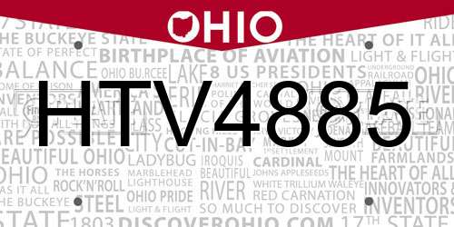 HTV4885 Ohio License Plate