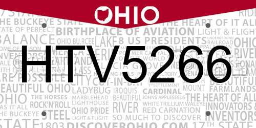 HTV5266 Ohio License Plate