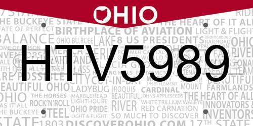 HTV5989 Ohio License Plate