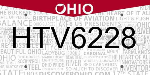 HTV6228 Ohio License Plate