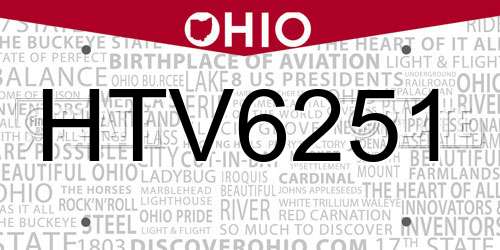 HTV6251 Ohio License Plate