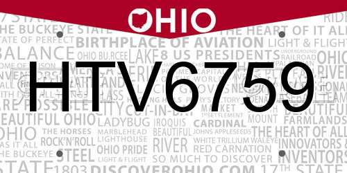 HTV6759 Ohio License Plate