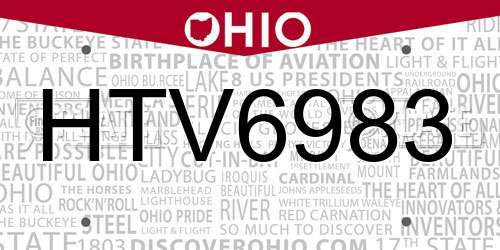 HTV6983 Ohio License Plate
