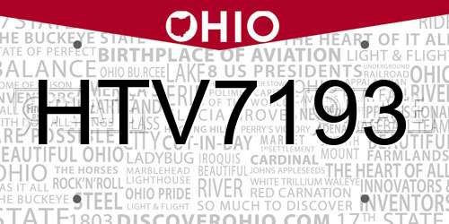 HTV7193 Ohio License Plate