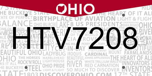 HTV7208 Ohio License Plate
