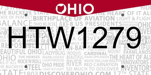 HTW1279 Ohio License Plate
