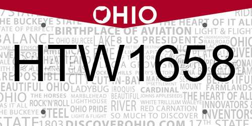 HTW1658 Ohio License Plate