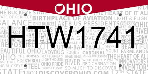 HTW1741 Ohio License Plate