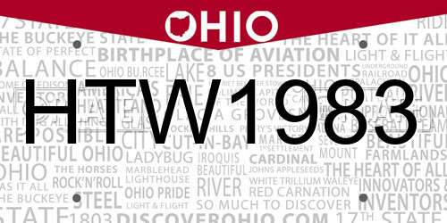 HTW1983 Ohio License Plate