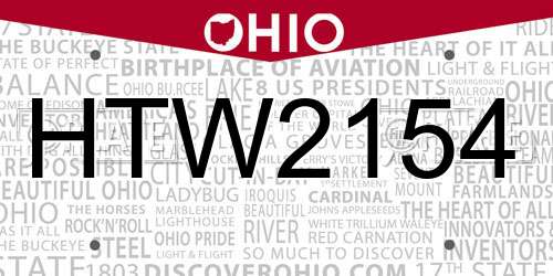 HTW2154 Ohio License Plate