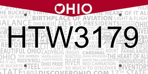 HTW3179 Ohio License Plate