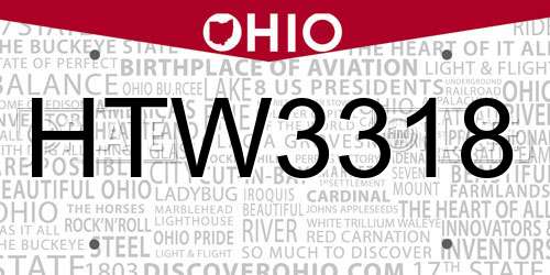 HTW3318 Ohio License Plate