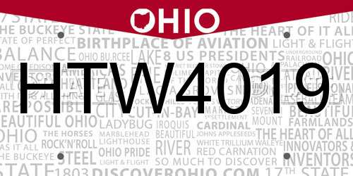 HTW4019 Ohio License Plate