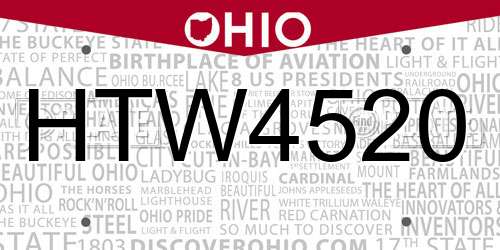 HTW4520 Ohio License Plate