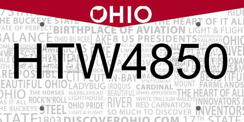 HTW4850 Ohio License Plate