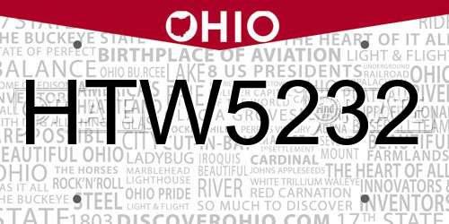 HTW5232 Ohio License Plate