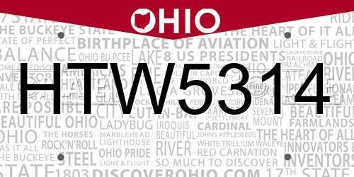 HTW5314 Ohio License Plate