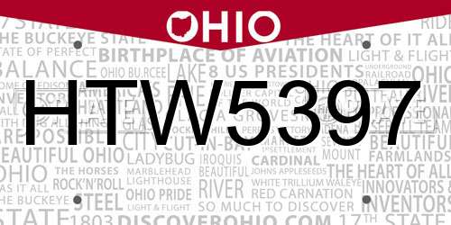 HTW5397 Ohio License Plate