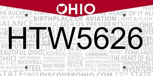 HTW5626 Ohio License Plate