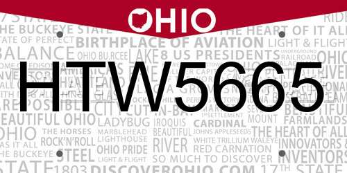 HTW5665 Ohio License Plate
