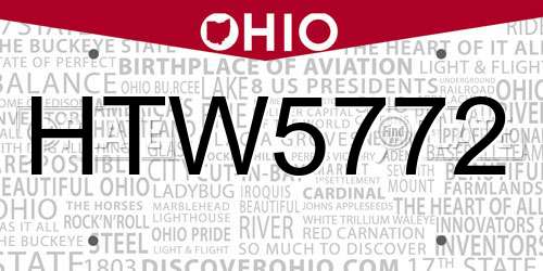 HTW5772 Ohio License Plate