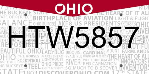 HTW5857 Ohio License Plate