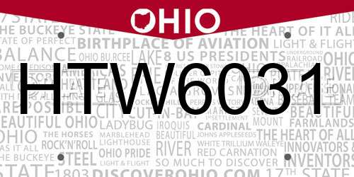 HTW6031 Ohio License Plate