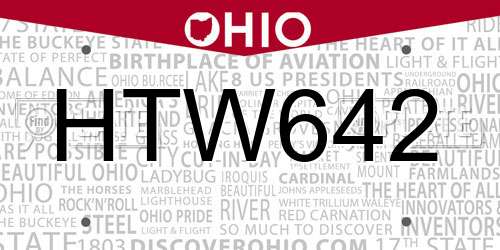 HTW642 Ohio License Plate
