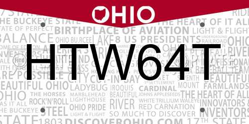 HTW64T Ohio License Plate