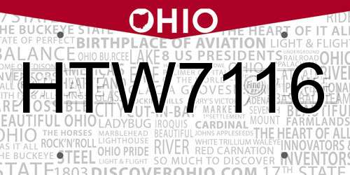 HTW7116 Ohio License Plate