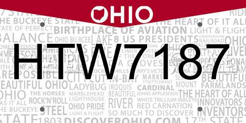 HTW7187 Ohio License Plate