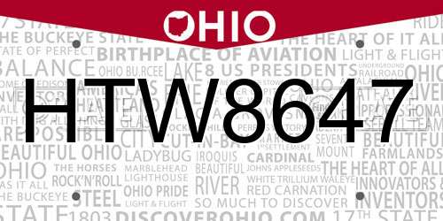 HTW8647 Ohio License Plate