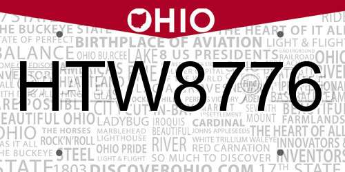 HTW8776 Ohio License Plate