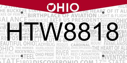HTW8818 Ohio License Plate