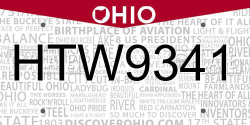 HTW9341 Ohio License Plate