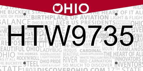HTW9735 Ohio License Plate
