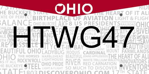 HTWG47 Ohio License Plate